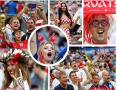 جميلات إنجلترا وكرواتيا يتنافسن فى المدرجات خلال مباراة نصف النهائى