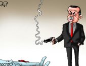أردوغان يقتل الديمقراطية بتركيا فى كاريكاتير ساخر لـ"اليوم السابع"
