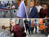 وزيرة الصحة تتفقد حالات مصابى حادث قطار المرازيق بمستشفى الهرم