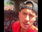 فيديو.. هازارد يحتفل مع جماهير بلجيكا ببرونزية كأس العالم