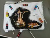 "غادة أشرف" تبدع فى رسم لوحات الرصاص والفايبر والفحم (صور)