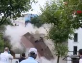 فيديو.. شاهد انهيار مبنى وسحقه بالكامل بسبب الأمطار فى تركيا