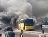 فيديو.. السيطرة على حريق شب فى أتوبيس بالطريق الدائرى اتجاه ميدان لبنان