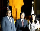 وزيرا السياحة والآثار فى حفل وداع السفير اليابانى بالمتحف المصرى الكبير