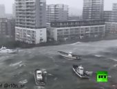 شاهد.. قوة إعصار "جابى" الذى ضرب اليابان