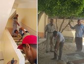 معلمون وطلبة وأولياء أمور بشمال سيناء يسارعون لتجهيز مدارسهم للعام الدراسى الجديد.. يزرعون الورد ويدهنون الأسوار فى انتظار الدراسة.. المحافظ يتفقد.. والأهالى يطالبونه بزيارة مدرسة تحولت لمأوى للحيوانات.. صور
