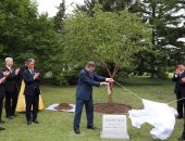 صور.. رئيس كوريا الجنوبية يحضر إزاحة الستار عن شجرة "السلام" ببيونج يانج