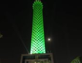 برج القاهرة يتزين باللون الأخضر احتفالا بالعيد الوطنى للسعودية