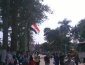 جامعة عين شمس تتزين بعلم مصر وطابور عرض لفرق الجوالة