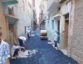 رصف شارع محمود رشوان وأسفل كوبرى الهلالى و5 شوارع بمنطقة الوليدية بأسيوط