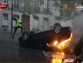 65جريحا فى مواجهات السترات الصفراء بباريس ومحتجون يضرمون النيران بالسيارات