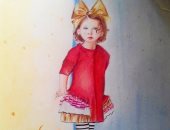 "دينا"  تشارك بموهبتها فى الرسم مستخدمه الباستيل والفايبر 