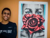 "إبرام" يشارك اليوم السابع بعدد من لوحاته الفنية لـ"صلاح" و"أم كلثوم"