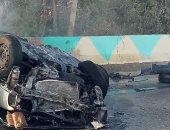 نجاة قائد سيارة من الموت بعد تفحمها بمدينة ناصر شمال بنى سويف 
