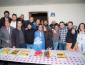 شاهد.. نجوم مسرح مصر يحتفلون بعيد ميلاد "أوس أوس" فى الكواليس