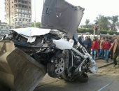 صور.. إصابة 3 أشخاص فى حادث تصادم قطار بسيارة ملاكى فى المنوفية