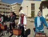 لأول مرة.. انطلاق سباق دراجات لطالبات جامعة القاهرة (صور)