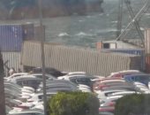 سقوط حاوية على 4 سيارات داخل ميناء الإسكندرية بسبب شدة الرياح
