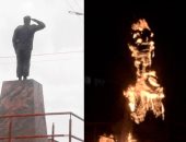 حرق تمثال هوجو تشافيز على أيدى الفنزويلين فى احتجاجات ليلية