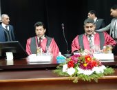 وصول وزير الشباب لمناقشة رسالة دكتوراة لباحثة بتربية رياضية طنطا 