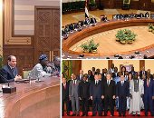 السيسي يلتقى رؤساء المحاكم الدستورية الأفارقة.. الرئيس: مهتمون بتعظيم الانخراط مع كافة المدارس الدستورية بالقارة.. ويؤكد أهمية مفهوم الإرادة والوعى الشعبى لتعزيز القانون وتمكين الدول من التصدى للإرهاب والتطرف