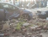 انهيار شرفة عقار يوقف حركة ترام الاسكندرية 30 دقيقة 