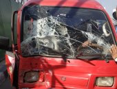 صور.. كثافات مرورية أعلى كوبرى أكتوبر بسبب حادث تصادم سيارتين وأتوبيس 