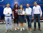 عمرو منسي ونور الشربيني يشهدان توزيع الجوائز ببطولة الجونة للرواد للأسكواش