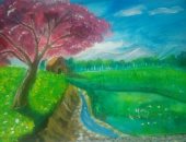 "آية خالد" فنانة تشارك برسومات ولوحات تظهر موهبتها