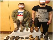 استهداف منطقة البراجيل وضبط شخصين بحوزتهما 29 قطعة يشتبه فى أثريتها ومخدرات