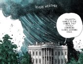 رغم الأعاصير.. ترامب يصر على تغيير المناخ خدعة صينية بكاريكاتير لـ"ذا ويك"