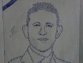 "البطل".. رسمة يهديها القارئ عبد الرحمن لروح الشهيد عمر القاضى