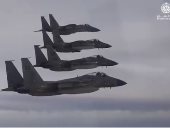 الدفاع السعودية تنشر صورا من تحليق مقاتلات أمريكية مشتركة من طراز F15 C