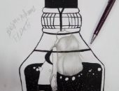 "بسمة" بنت الجيزة تشارك بمجموعة صور تظهر موهبتها فى الرسم