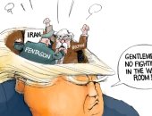 فى كاريكاتير ذا ويك.. ترامب المشتت بين بولتون والبنتاجون بشأن إيران