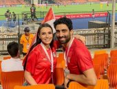 كارمن سليمان من مدرجات مباراة مصر: "أول مرة فى الاستاد"