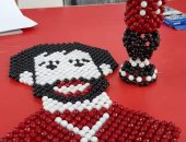 صور.. لوحة بالخرز لمحمد صلاح فى ورشة فنية للأطفال بمنظمة خريجى الأزهر بمطروح