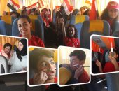 علم مصر يزين وجهوه أبناء الشهداء بمباراة مصر وجنوب أفريقيا