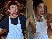 فيديو وصور.. بريانكا شوبرا ونيك جوناس يعدان "الباستا" باحترافية