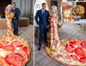 جوازة "ستافت كراست".. مطعم يعلن عن باكيدج للعروسة بفستان على شكل بيتزا