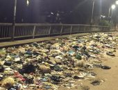 قارئ يشكو من تراكم القمامة أعلى كوبرى ميت عافية بالمنوفية