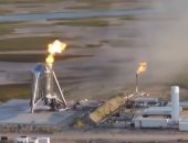 شاهد ..لحظة اندلاع حريق بمركبة Starhopper الفضائية الأمريكية