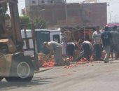 انقلاب سيارة نصف نقل محملة بالطماطم بطريق "السنطة - طنطا "