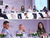 الدورة الثالثة لمهرجان الجونة.. نجيب ساويرس بالمؤتمر الصحفى: المهرجان ولد ناجحًا.. انتشال التميمى: اخترنا 92 مشروعا فى مرحلة التطوير  للمشاركة بالمهرجان.. وبشرى: حضور النجوم العالميين مرتبط بمواعيد تصويرهم