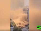فيديو.. انتشار دخان كثيف نتيجة انهيار طريق سريع فى الصين