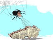 كاريكاتير الصحف السعودية.. حزب الله عنكبوت ينسج خيوطه حول لبنان
