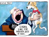 "كلب" بوريس جونسون يصرف الانتباه عن أزمات "بريكست" فى كاريكاتير "التايمز" 