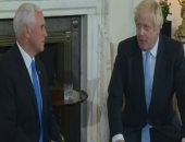 رئيس الحكومة البريطانية بوريس جونسون يلتقى مايك بنس نائب الرئيس الأمريكى