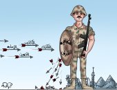 كاريكاتير "اليوم السابع".. جنودنا البواسل درع صلب فى مواجهة الأكاذيب