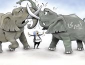 كاريكاتير الصحف الإماراتية .. صراع الفيلة "الأمريكى – الصينى" على التجارة العالمية